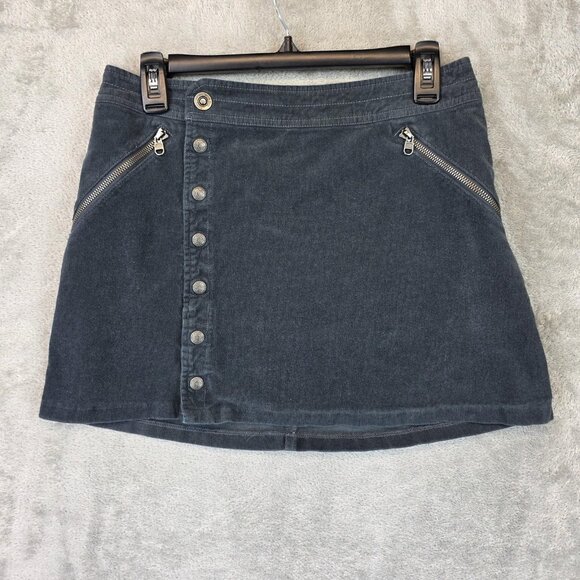 Kuhl Skirt Womens 4 Charcoal Corduroy Button Front Zip Pockets Casual Style 6191 - Picture 1 of 12